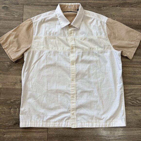 SEAN JOHN Mens Shirt Size 2XL XXL Original Fit White Tan Short Sleeve Y2K - Picture 1 of 13